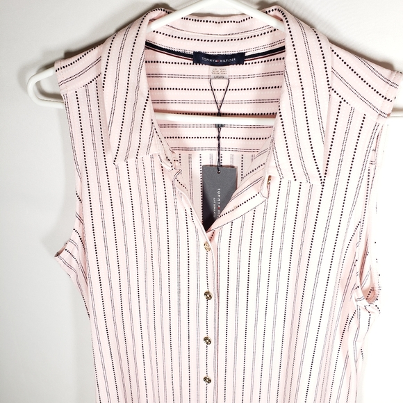 Tommy Hilfiger Tops - Tommy Hilfiger Pink Sleeveless Button Up Top SizeL